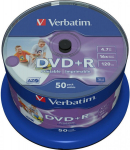Blank DVD+R AZO Verbatim 4.7GB 16x Wide Printable non ID, 50 Pack Spindle