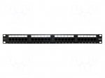 Patch panel | black | Number of ports: 24 | Cat: 6 | RJ45 socket x24