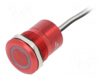 Switch: capacitive | Pos: 2 | SPST-NO | 0.01A/12VDC | IP68 | OFF-ON | red