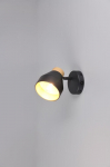 Trio Valentin spot 1-pc E14 matt black/gold/wood gaismeklis R81921732 4017807637397