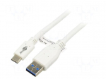 Cable | USB 3.0 | USB A plug,USB C plug | 1m | white | 5Gbps