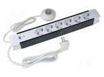 Extension lead | 3G1.5mm2 | 1.5m | PVC | white | Sockets no: 6 | 16A