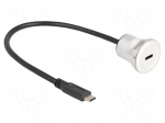 Cable | USB 2.0 | USB C socket,USB C plug | 0.3m | black | 32AWG