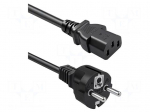 Cable | 3G1mm2 | CEE 7/7 (E/F) plug,IEC C13 female | PVC | 1.5m | 230V