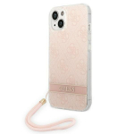 Guess GUOHCP14MH4STP Hardcase 4G Print Strap for iPhone 14 Plus / 15 Plus 6.7" / pink