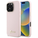 Guess GUHCP16LSMBSLP Hardcase Silicone Script Metal Logo & Frame for iPhone 16 Pro 6.3" / pink