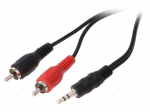 Cable | Jack 3.5mm plug,RCA plug x2 | 10m | black