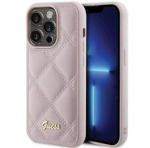 Back panel cover Guess Apple iPhone 15 Pro HC PU QUILTED METAL LOGO Pink