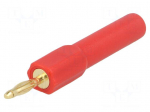 2mm banana | 10A | 30VAC | red | Plating: gold-plated | 45mm | Mat: brass