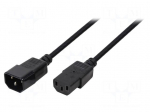 Cable | IEC C13 female,IEC C14 male | 3m | black | 10A | 250V