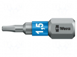 Screwdriver bit | hex key | HEX 1.5mm | 1/4" | Overall len: 25mm