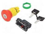 Switch: emergency stop with key | 22mm | NC | red | none | 3A/240VAC
