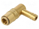 Quick connection coupling | angled 90&deg; | max.10bar | brass | D: 10mm