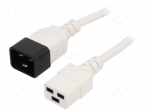 Cable | 3x1.5mm2 | IEC C19 female,IEC C20 male | PVC | 3m | white | 16A