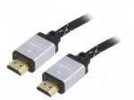 Cable | HDMI plug,both sides | textile | HDMI 2.0 | 3m | black | 30AWG