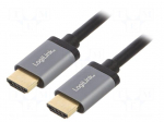 Cable | HDMI plug,both sides | HDMI 2.0 | 5m | black | aluminium