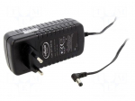 Power supply: switching | mains,plug-in | 12VDC | 3A | 36W | 87% | angled