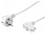 Cable | 3x1mm2 | PVC | 3m | white | 10A | 250V | Core: Cu