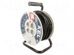 Extension lead | 3x1.5mm2 | 30m | PVC | black | Sockets no: 4 | reel | 16A