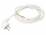 Cable | 3x0.75mm2 | CEE 7/7 (E/F) plug angled,wires | PVC | 3m | white