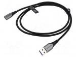 Cable | magnetic,USB 2.0 | USB A plug | nickel plated | 1m | black
