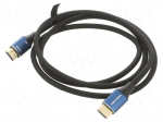 Cable | HDMI plug,both sides | PVC | textile | HDMI 2.1 | Len: 1.5m