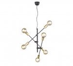 Trio Cross piekarama lampa 6xE27 matt black/gold brushed steel 306700632 4017807364392