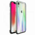 Back panel cover Luphie Apple iPhone XR Aurora Condom Aluminium Frame + TPU Case Silver