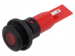 Indicator: LED | flat | red | 12VDC | 12VAC | &Oslash;16mm | IP67 | connectors
