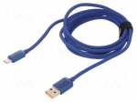Cable | USB 2.0 | USB A plug,USB C plug | 2m | blue | textile | 100W