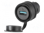 USB 3.0 A/A socket | 22mm | 46 | &Oslash;22.3mm | on panel | black | plastic
