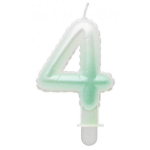 GoDan Ballon type Cake Candle topper Number 4 (7cm) White/Green Ombre