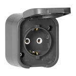 Uued tooted // Gniazdo pojedyncze n/t 2P+Z, Schuko, bryzgoszczelne z klapką B2, IP54, NT-17B2, szary