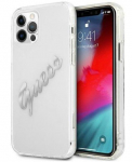 Back panel cover Guess Apple iPhone 12 Pro Max 6.7 hardcase Vintage Script Silver Transparent