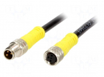 Cable: for sensors/automation | M8 | PIN: 3 | 5m | plug | 60V | 3A | PVC