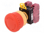 Switch: emergency stop | Stabl.pos: 2 | NC x2 | 22mm | red | IP65 | Pos: 2