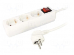 Plug socket strip: protective | Sockets: 3 | 230VAC | 16A | 1.4m | IP20