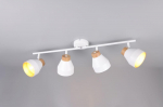 Trio Valentin spot 4-pc E14 matt white/gold/wood gaismeklis R81924031 4017807637441