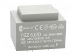 Transformer: encapsulated | 6VA | 400VAC | 24V | 250mA | Mounting: PCB