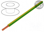 Wire | H07V2-K | stranded | Cu | 25mm2 | 4AWG | PVC | yellow-green | Class: 5