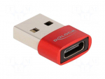 Adapter | USB 2.0 | USB A plug,USB C socket | Connector colour: red
