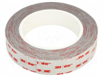 Tape: fixing | W: 25mm | L: 5m | Thk: 1.1mm | double-sided | acrylic | grey