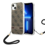 Guess GUOHCP14MH4STW Hardcase 4G Print Strap for iPhone 14 Plus / 15 Plus 6.7" / brown