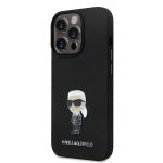 Karl Lagerfeld Liquid Silicone Metal Ikonik maciņ&scaron; telefonam iPhone 15 Pro melns