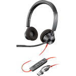 HP Poly Blackwire 3320M USB-C Stereo Headset +USB-C/A Adapter (Black, Certified for Microsoft Teams)