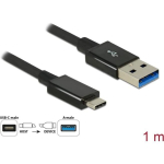 USB-kaabel Digitus USB-A - USB-C 1 m Black (83983)