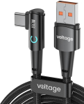 Kabel USB-A / USB-C kątowy Voltage PowerAngle 66W PD 100cm czarny