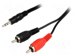 Cable | Jack 3.5mm plug,RCA plug x2 | 15m | black