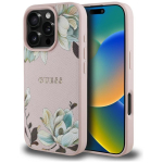 Back panel cover Guess - Etui Guess Grained Printed Flower     Pattern MagSafe for iPhone 16 Pro Pink