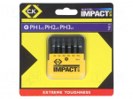 Kit: screwdriver bits | Pcs: 6 | Phillips | 50mm | Size: PH1,PH2,PH3